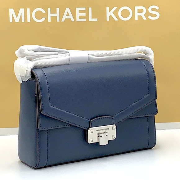 Michael Kors Kinsley Medium Flap Shoulder Bag Crossbody in NAVY COLOR - Picture 2 of 15